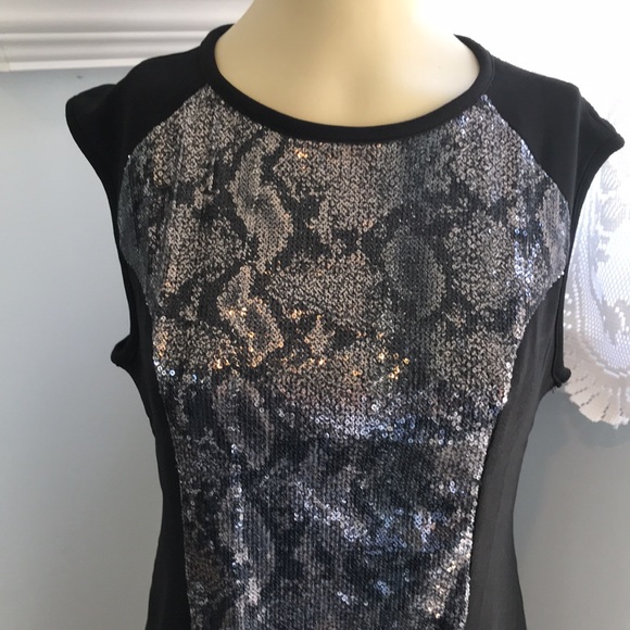 AVAILABLE LBD with sequin snakeskin print - Picture 2 of 14